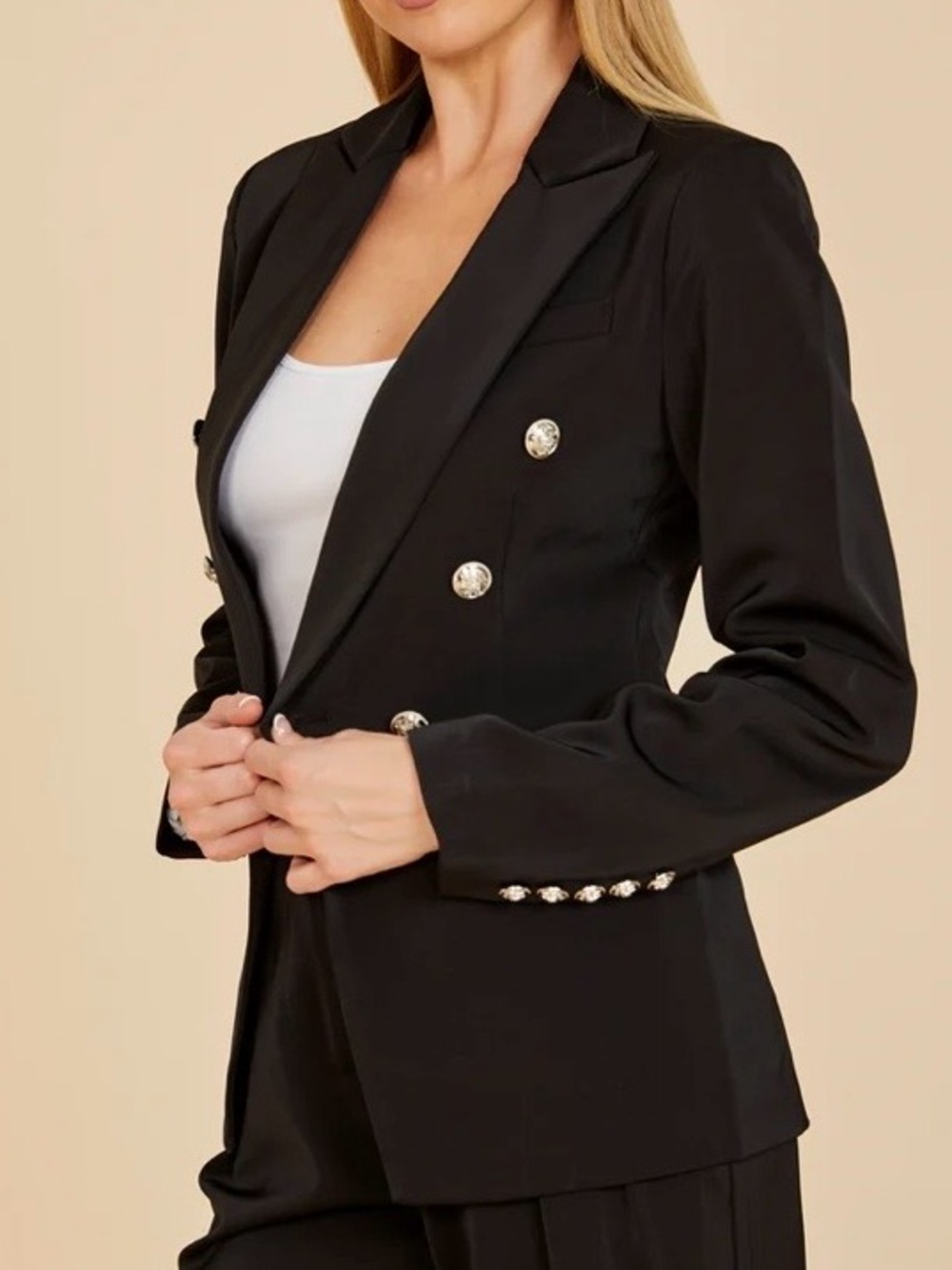 Women’s Black Double Breasted Classic Buttons Blazer Dolce Cabo size small
